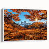 Vintage poster art of an Argentine landscape on a framed canvas, featuring vibrant colors, ideal for living room decor.