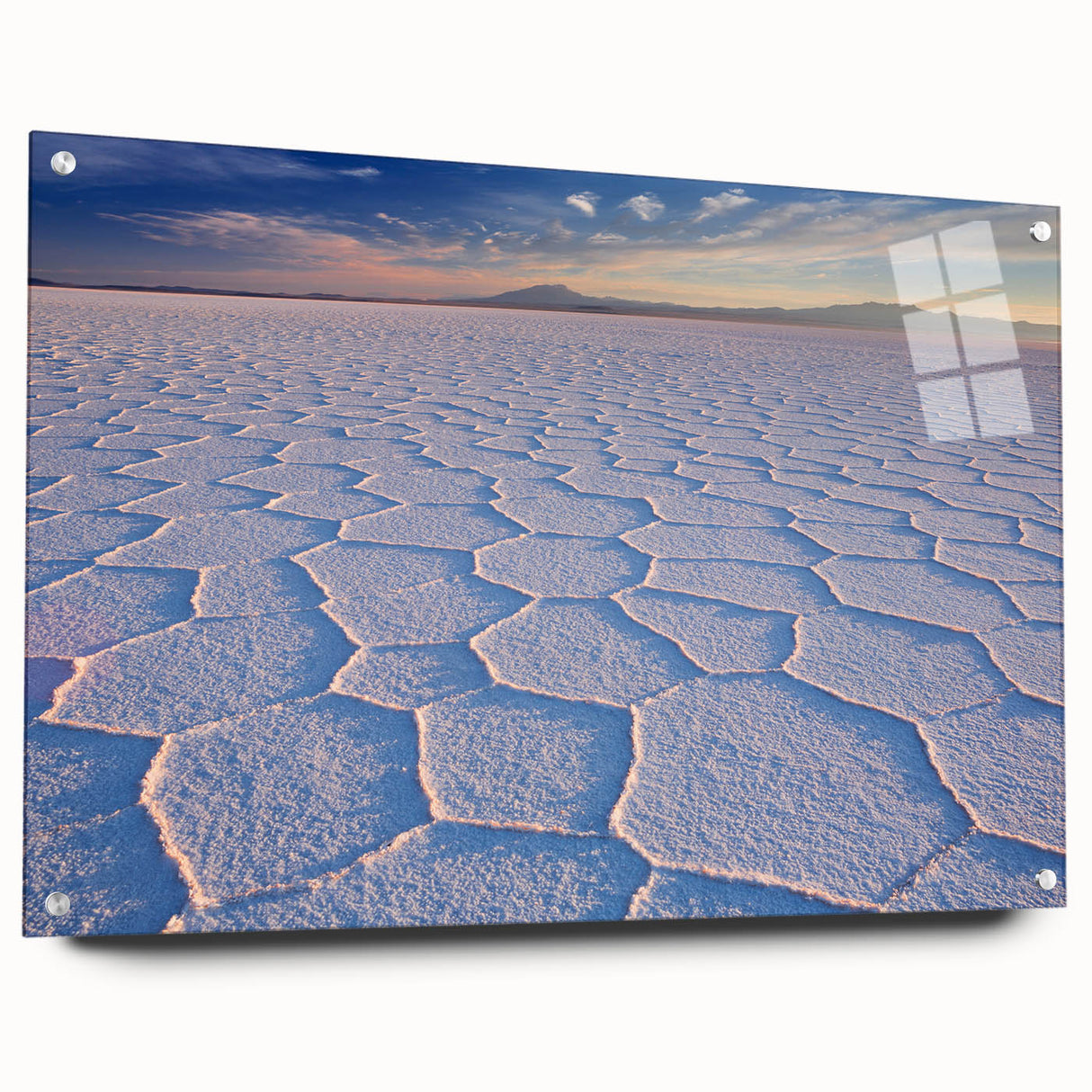 Acrylic print of a large abstract depiction of a Bolivia scenery in earthy tones, ideal for bedroom or dining room decor.