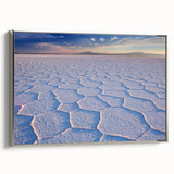 Framed canvas landscape art painting of a Bolivian scenery in colorful vintage style.