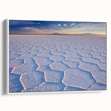 Vintage poster art of a Bolivian landscape on a framed canvas, featuring vibrant colors against a black background.