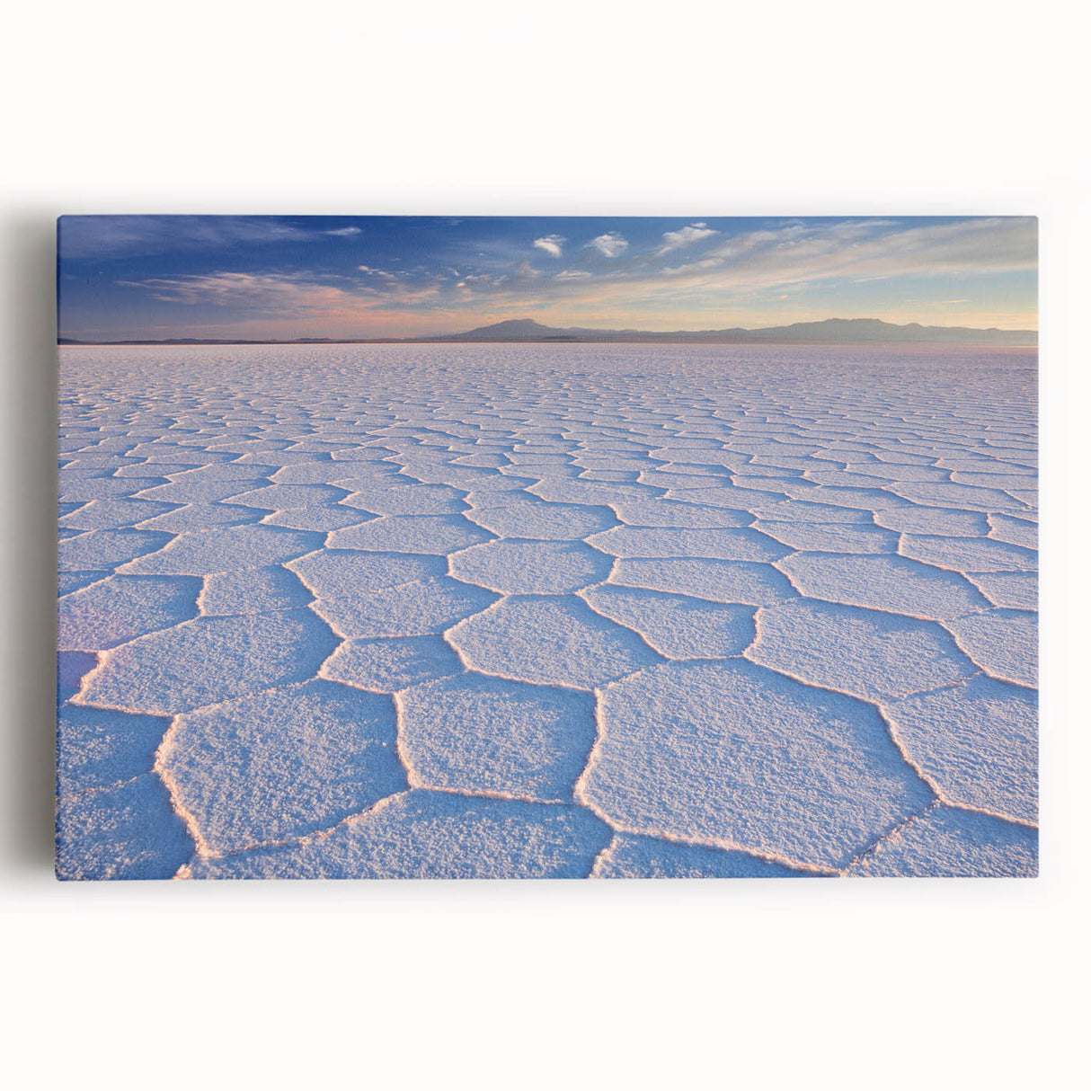 Black and white photograph of Bolivian landscape on stretched canvas, ideal for kitchen wall art.