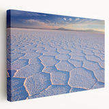 Panoramic view of Bolivian landscape on large stretched canvas, featuring earthy tones, ideal for kitchen wall art.