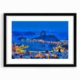 Extra large wall art featuring an abstract depiction of a Brazilian landscape in vibrant colors, framed in black.