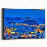 Black and white framed canvas featuring a vintage landscape of a Brazilian scene, ideal for bedroom decor.