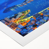 Art deco poster depicting the vibrant Rio de Janeiro skyline on a rolled canvas, suitable for dining room decor.