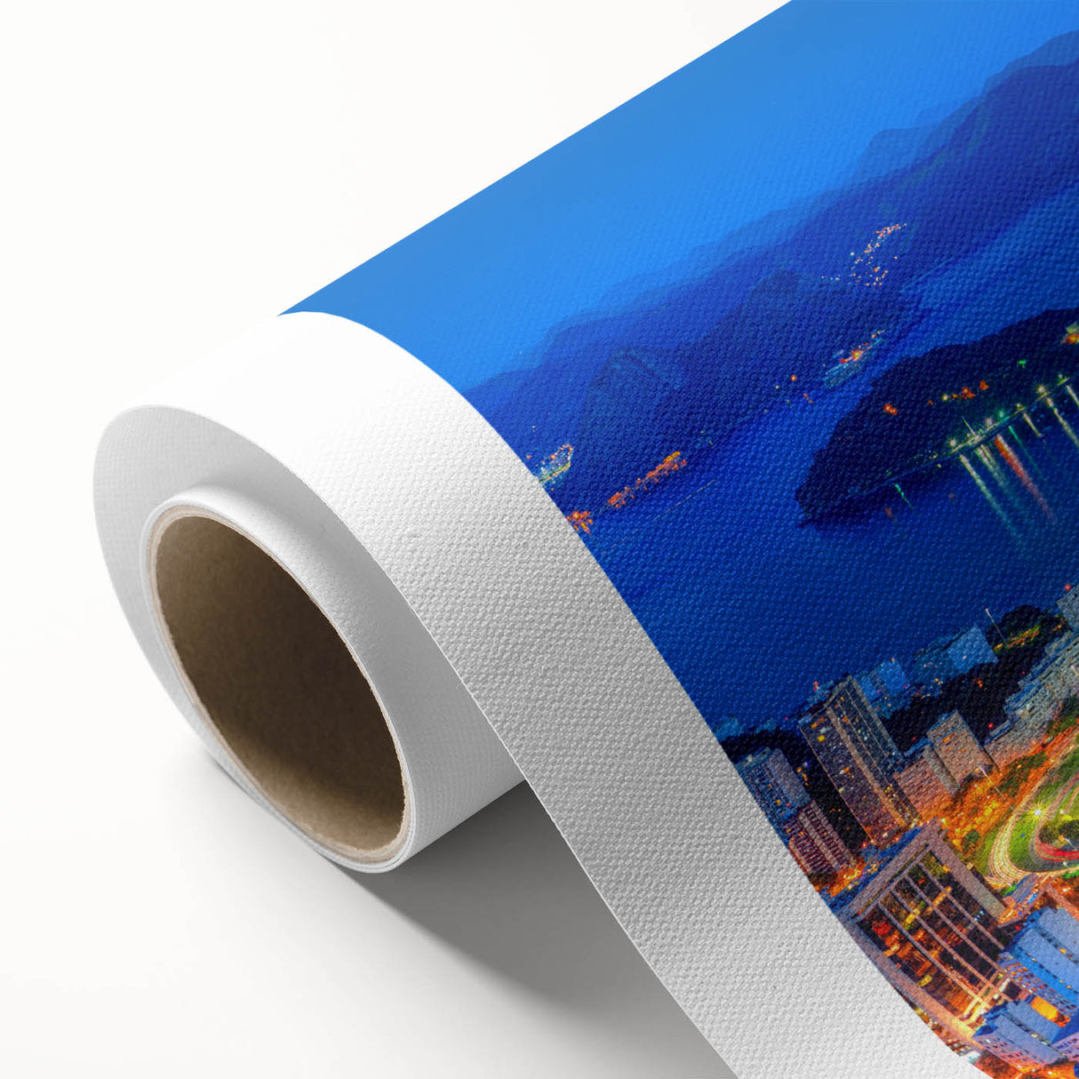 Art Deco poster of a Brazilian landscape in pastel shades on rolled canvas, ideal for nursery wall art.