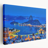 Scenic depiction of a Brazilian landscape on large stretched canvas, featuring lush greenery and soft blue sky.