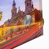Acrylic print of a large abstract depiction of Santiago, Chile in muted earth tones, ideal for dining room art.