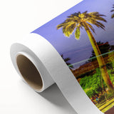 Art deco poster of Santiago skyline in muted earth tones on rolled canvas, ideal for nursery wall art.