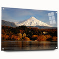 Large abstract wall art of a South American Chilean landscape in vibrant colors on acrylic glass.