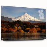 Large abstract wall art of a South American Chilean landscape in vibrant colors on acrylic glass.