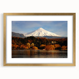 Extra large abstract art print depicting a textured Chilean landscape scene in muted earth tones, framed in gold.