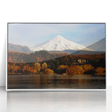 Art deco style poster of a South American Chilean landscape in muted earth tones, framed acrylic.