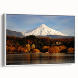 Vintage poster art of a Chilean landscape on framed canvas, featuring vibrant colors, ideal for living room decor.