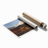 Extra large rolled print of vibrant floral art depicting Chilean scenery, ideal for classy bathroom wall art.