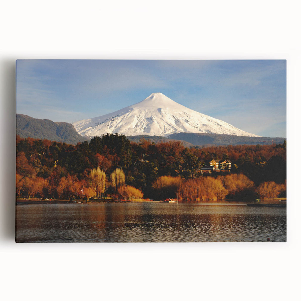 Black and white photograph of a Chilean landscape on stretched canvas, ideal for kitchen wall art.