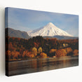 A stretched canvas featuring a panoramic view of a Chilean landscape in earthy tones, suitable as kitchen wall art.