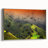 Landscape art painting featuring a colorful Colombian scenery on a framed canvas.
