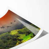 Extra large wall art featuring a line art design of flowers in monochrome, printed on rolled canvas.