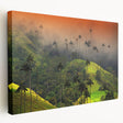 Large canvas print of a Colombian landscape in muted earth tones, suitable for kitchen wall art.