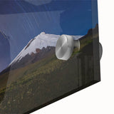 Mid-century modernist large abstract print of South America, Ecuador, Galápagos scenery in vibrant colors on acrylic glass.