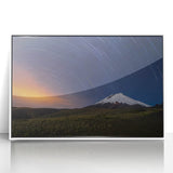 Acrylic print of a serene Galapagos scenery in soft pastel shades, framed in white, ideal for modern art wall decor.