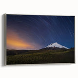 Framed canvas landscape art painting featuring the Galapagos Islands in a vintage poster style with colorful and black…