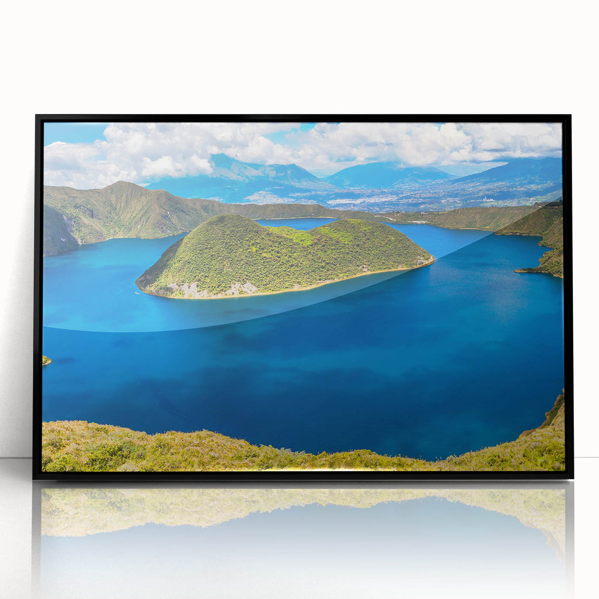Large abstract wall art depicting a vibrant South American landscape on a framed acrylic, ideal for modern living room decor.
