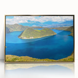 Acrylic print of a South American landscape in mid-century modernist style, featuring earthy tones.