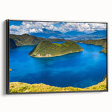 Black and white framed canvas of a vintage Ecuador landscape, suitable for bedroom decor.