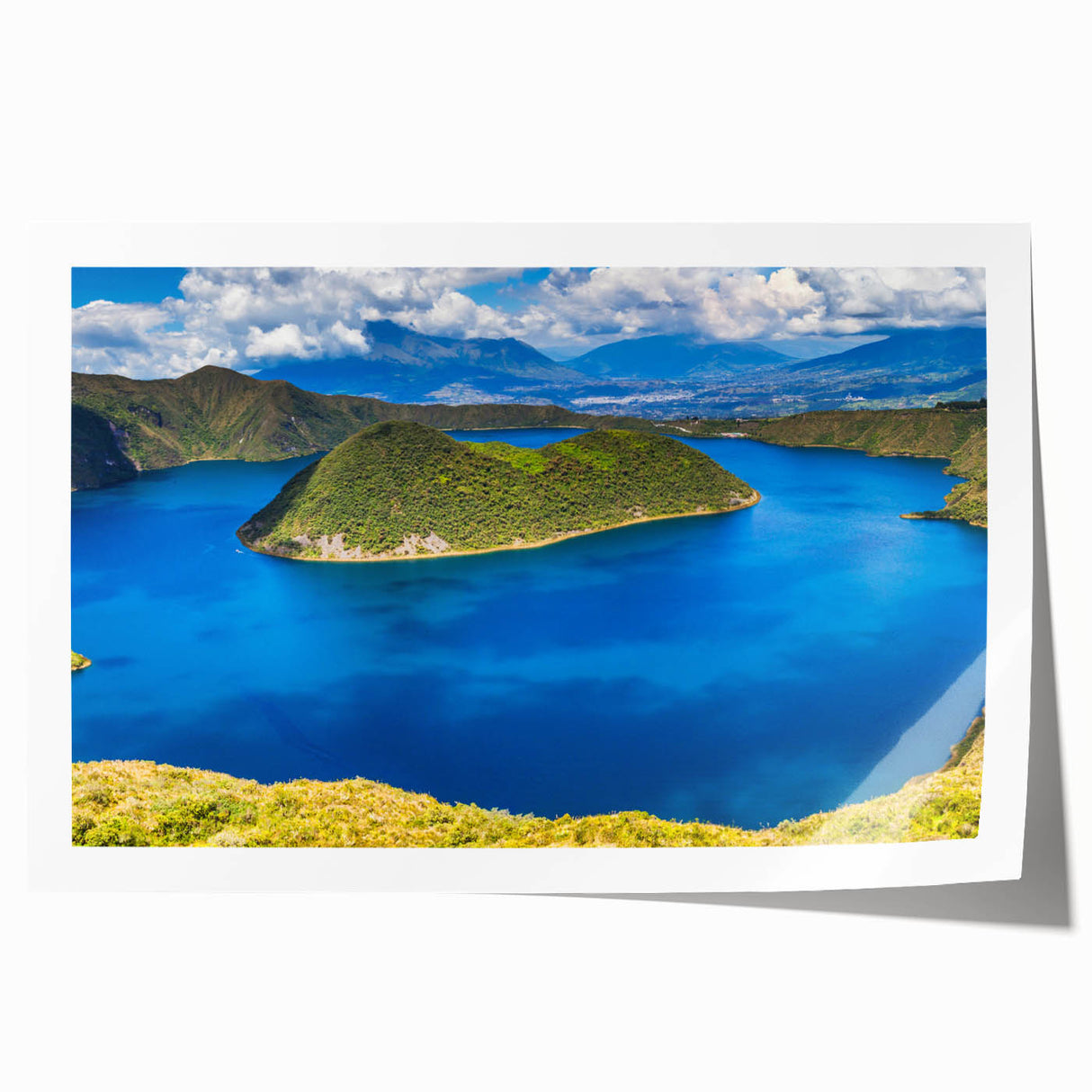 Extra large rolled print of a scenic Ecuador landscape with lush greenery and floral elements.