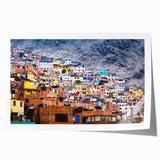 Extra large rolled print of a Peruvian landscape with vibrant greens and blues, ideal for dining room wall art.