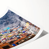 Extra large wall art featuring line art flowers in soft pastel shades on a rolled canvas, ideal for large living room decor.