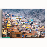 Large black and white stretched canvas of a Peruvian landscape, ideal for kitchen wall art.