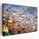 Large stretched canvas featuring a scenic depiction of a South American landscape in earthy tones.