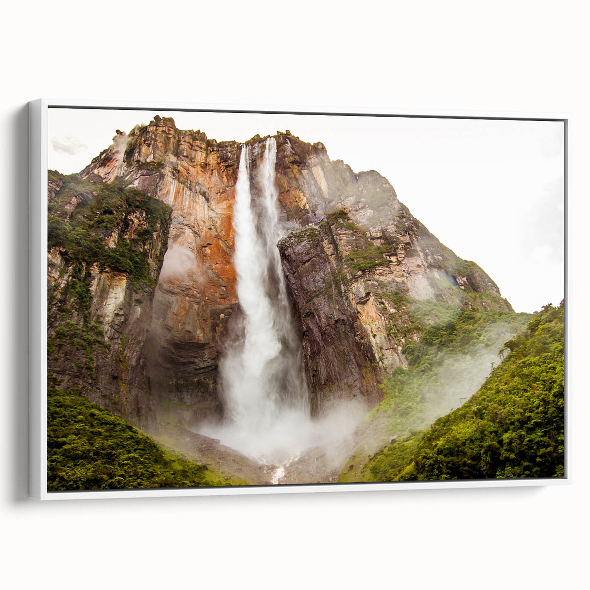 Vintage poster art of a colorful South American scenery on extra large framed canvas, ideal for living room decor.
