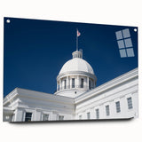 Large abstract wall art of Alabama scenery in muted earth tones on acrylic glass, suitable for bedroom or dining room decor.