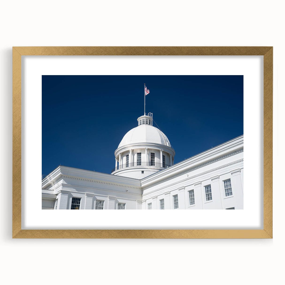 Extra large abstract art print of textured Alabama scenery in muted earth tones, framed in gold, ideal for living room decor.