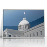 Acrylic print of Alabama scenery in art deco style with a white frame, suitable for nursery wall art.