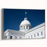 Framed canvas featuring a vintage-style landscape painting of Alabama with colorful art and black accents.