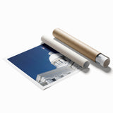 Extra large rolled print of Alabama scenery with soft floral designs in muted green and blue tones.