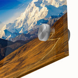 Acrylic print of Denali, Alaska in muted earth tones, ideal for dining room art in a mid-century modernist style.