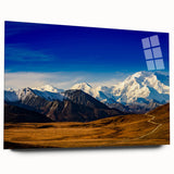 Acrylic print of Denali, Alaska in muted earth tones, ideal for bedroom or dining room art.