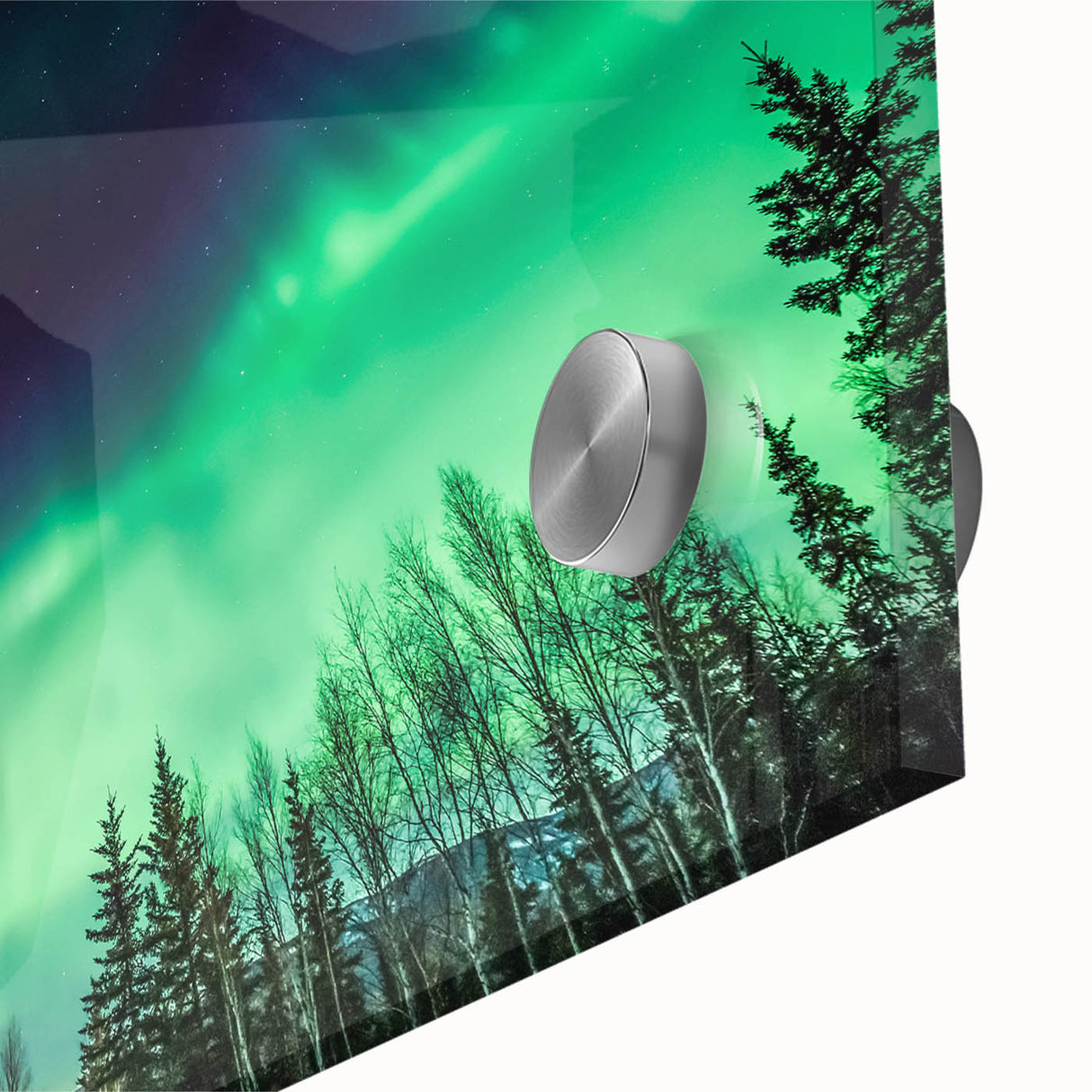Large abstract depiction of Alaska scenery on acrylic glass, in muted earth tones, suitable for dining room art.