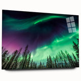 Large abstract depiction of an Alaskan landscape on acrylic glass, featuring cool blue and gray tones.