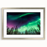 Textured abstract art print depicting Alaskan scenery in cool blue tones, framed with a silver mat, suitable for bedroom art.