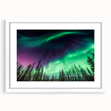 Abstract art print of Alaskan scenery in muted blue and gray tones on a framed white mat.