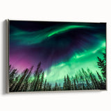 Landscape art painting of Alaska scenery on framed canvas, featuring muted colors with a vintage poster style.