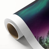 Art Deco-style poster of Alaska scenery on rolled canvas, using cool blue and gray tones, suitable for nursery wall art.