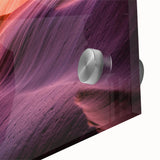 Large abstract wall art of Antelope Canyon in Arizona on acrylic glass, featuring earthy red and orange tones.